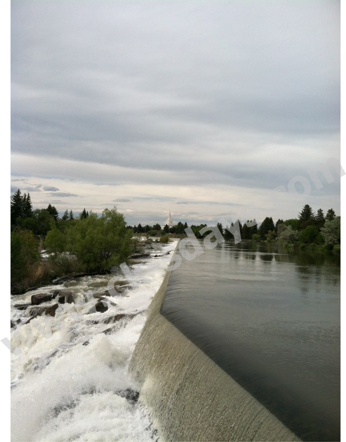 Idaho Falls and the temple in the distance